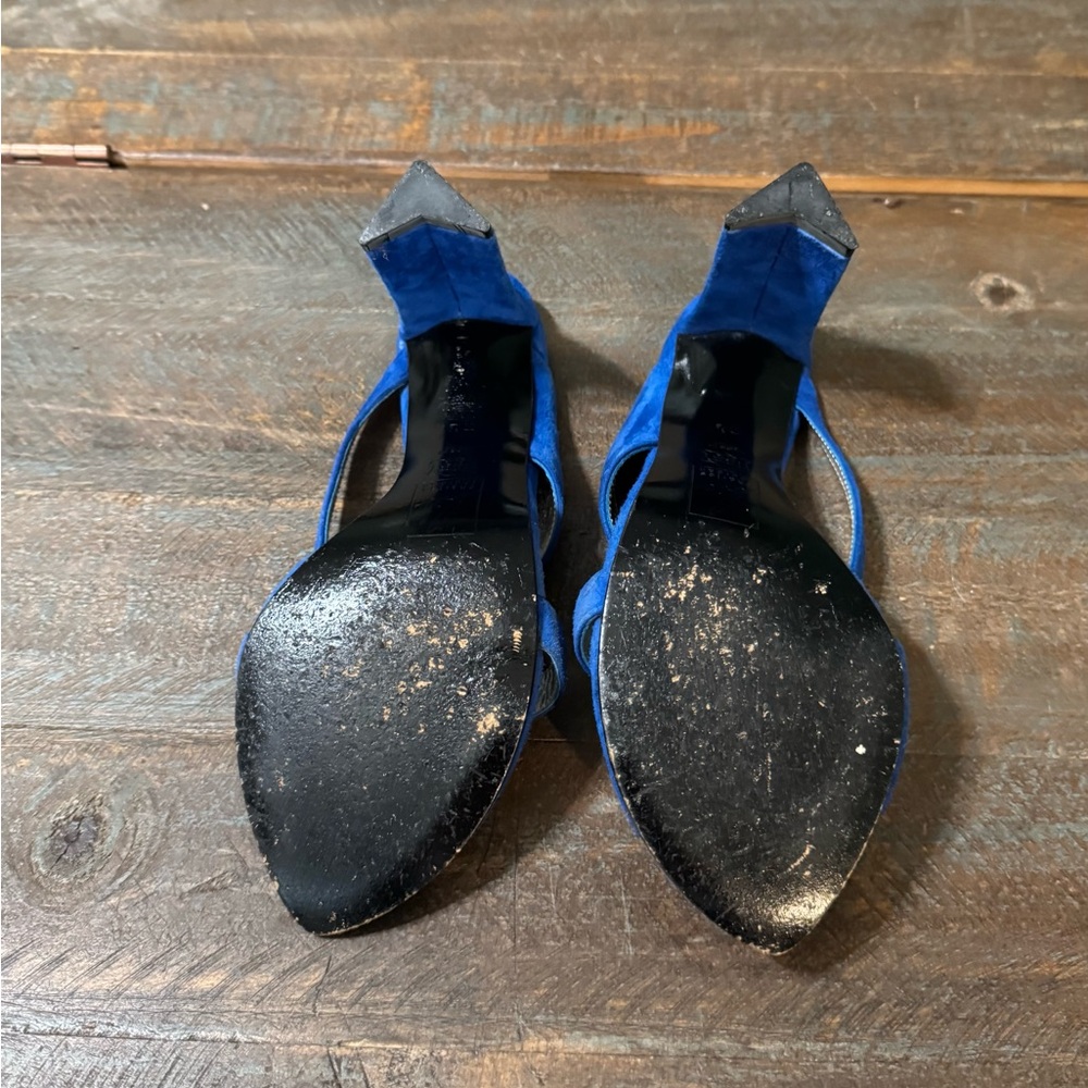 Charles Jourdan Vibrant Blue Suede Heels - Picture 6 of 8